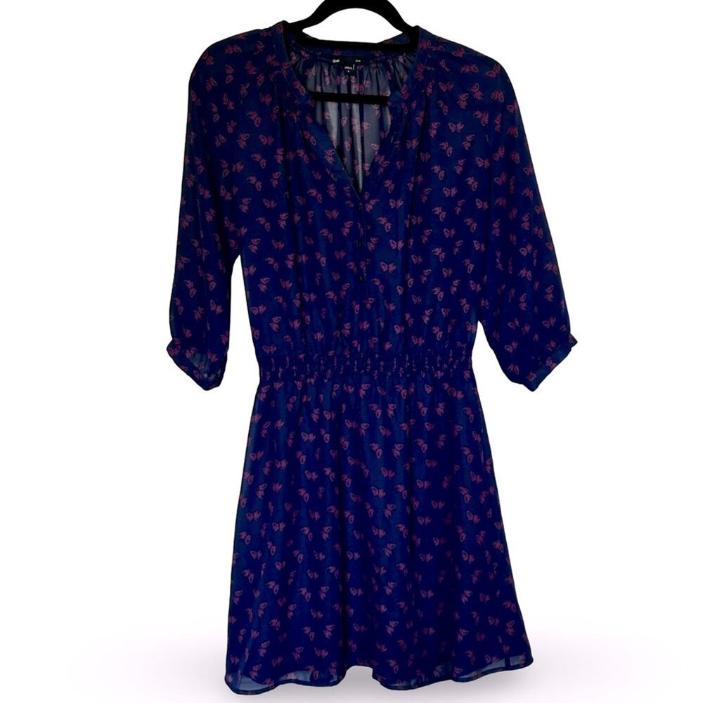 GAP Butterfly Sheer Dress Size Small Print Beach‎ Swim Coverup Travel Resort
